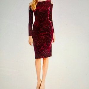 Maggy London Cold Shoulder Velvet Sheath Dress